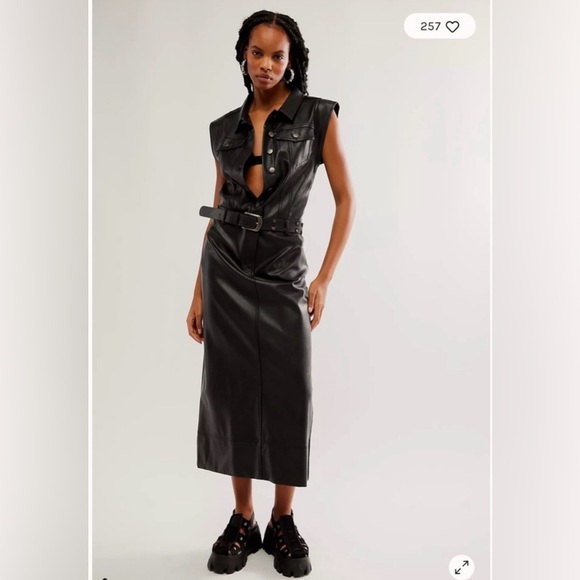 Free People Dresses & Skirts - 9) Free People - Dani Midi Vegan Leather Dress NWOT